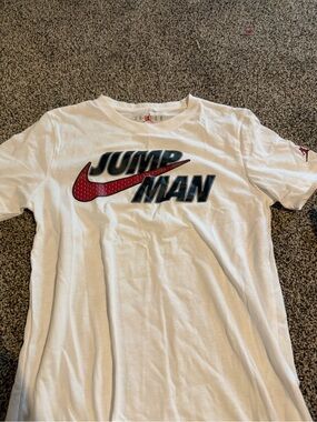 Jordan White Tee with Red Jumpman